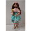 Image 1 : Hawaiian Cloth Doll in Blue Kahiko Costume  w/ Bear by Sharon Miyahira 20"H