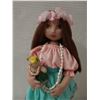 Image 2 : Hawaiian Cloth Doll in Blue Kahiko Costume  w/ Bear by Sharon Miyahira 20"H