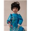 Image 2 : Hawaiian Doll w/ Porcelain Head & Hands in Blue Holoku w/ Hair Up by Makaleka 12"H