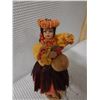 Image 2 : Hawaiian Doll w/ Porcelain Head & Hands in Yellow & Orange Kahiko w/ Ipu by Makaleka 9.5"H