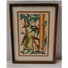 Image 1 : Bamboo Print by Janet Holiday, Koa Framed 9.5" x 12.5"