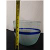 Image 8 : Large Blue & Clear Glass Mixing Bowl  10"Dia, 7"H