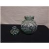 Image 2 : Green Glass Apothecary Jar w/ Lid & Maker's Mark 8" Dia, 13"H