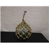 Image 2 : Japanese Glass Fishing Float in Knotted Net 8.5" Dia, 13"H