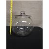 Image 8 : Round Glass Cookie Jar w/ Lid (chipped) 9" Dia, 11"H