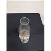 Image 3 : Antique Clear Glass Kerosene Lamp w/ Round Reservoir, Dimples & Chimney 4.5" Dia, 19"H