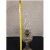 Image 7 : Antique Clear Glass Kerosene Lamp w/ Round Reservoir, Dimples & Chimney 4.5" Dia, 19"H