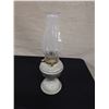 Image 2 : Vintage Glass Kerosene Lamp w/ Metal Base 5" Dia, 16"H
