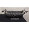 Image 1 : Carved Wooden Ceremonial Bowl w/ Inlaid Mother of Pearl & Shark Handles 27" x 8" x 11"H