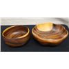 Image 1 : Qty 2 Wooden Bowls: Round & Scalloped Edges, Misc Sizes