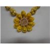 Image 2 : Shell Choker Necklace w/ Woven Shell Flower Pendant from Micronesia 20"L