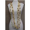 Image 1 : Qty 3 Long Strands Yellow & Black Shell Lei 50"L