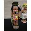 Image 2 : Qty 2 Hawaiian Nutcrackers by Artist Lorna Blackburn: Lei Maker w/ Hat & Hula Girl, 12.5" & 14"H