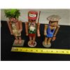 Image 8 : Qty 3 Hawaiian Nutcrackers by Artist Lorna Blackburn:  Boy w/ Fishing Net, Boy w/ Pole & Warrior 7"H