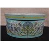 Image 1 : Oval Wooden NE Shaker Box Lid by Wilton Lee Ltd,  Blue Painted w/ Angels & Birds  11" x 8" x 6"H