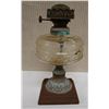 Image 1 : Vintage Glass Kerosene Lamp w/ Metal Base 5" Dia, 11"H (no chimney)