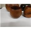 Image 2 : Qty 4 Wooden Bowls, 1 Marked Mango Wood, Misc Sizes
