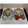 Image 2 : Qty 2 Leaded Glass Anthurium Mirrors by Artist Kuntz Approx. 9" x 12"
