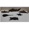 Image 1 : Qty 6 Carved Ironwood Animal Sculptures: Shark, Fish, Turtle, etc Misc Sizes