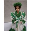 Image 2 : Hawaiian Doll w/ Porcelain Head & Hands in White & Green Mu'uMu'u by Makaleka 9"H