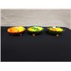 Image 2 : Qty 3 Footed Bowls w/ Fruit Motif Signed by Artists 5.5" Dia, 2"H