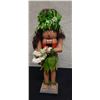 Image 1 : Hawaiian Nutcracker Red Hula Girl w/ Ti Leaf Skirt by Artist Lorna Blackburn, Maui 15"H