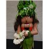 Image 2 : Hawaiian Nutcracker Red Hula Girl w/ Ti Leaf Skirt by Artist Lorna Blackburn, Maui 15"H