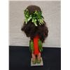 Image 3 : Hawaiian Nutcracker Red Hula Girl w/ Ti Leaf Skirt by Artist Lorna Blackburn, Maui 15"H