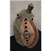 Image 1 : Woven Yam Mask in Teardrop Shape Painted Red, White & Black 6" x 16"