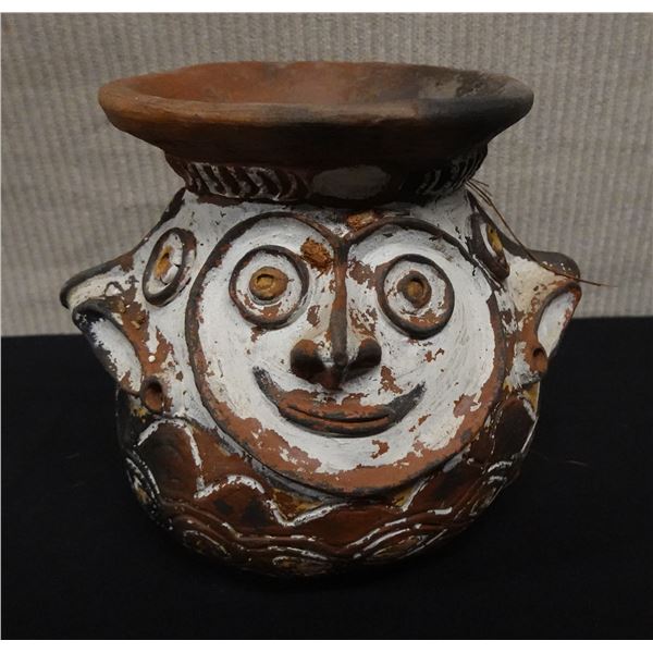 Ceramic Vase w/ Multi-Face Sides 6"Dia, 8"H