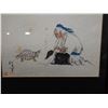 Image 2 : Chinese Man w/ Turtle Artwork Handpainted by a Student in Shanghai, Framed 14" x 14"