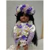 Image 2 : Hawaiian Doll in White Holoku w/ Haku & Lei 18"H