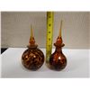 Image 8 : Qty 2 Blown Glass Perfume Bottles w/ Stoppers, Misc Sizes