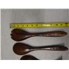 Image 8 : Qty 5 Monkey Pod Wood Salad Serving Forks & Spoons, Misc Sizes