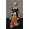 Image 1 : Chinese Porcelain Doll Girl Sitting w/ Cat & Maker's Mark (earring damage) 10"H