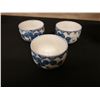 Image 8 : Chinese Blue & White Tea Set 8" x 6"H w/ Tea Pot & 3 Small Cups 2"H w/ Maker's Marks