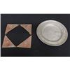 Image 1 : Qty 4 Brass Decorative Corner "Frame Edge" Triangles & Metal Plate, Misc Sizes