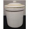 Image 1 : Vintage Stoneware Crock w/ Lid (lid cracked) 8" Dia, 9.5"H
