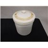 Image 2 : Vintage Stoneware Crock w/ Lid (lid cracked) 8" Dia, 9.5"H