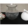 Image 3 : Qty 3 Porcelain Creamers & Ribbed Glass Vase, Misc Sizes