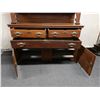 Image 8 : Antique Oak Wood Side Boy Cabinet w/ Hutch 60" x 24" x 84"H