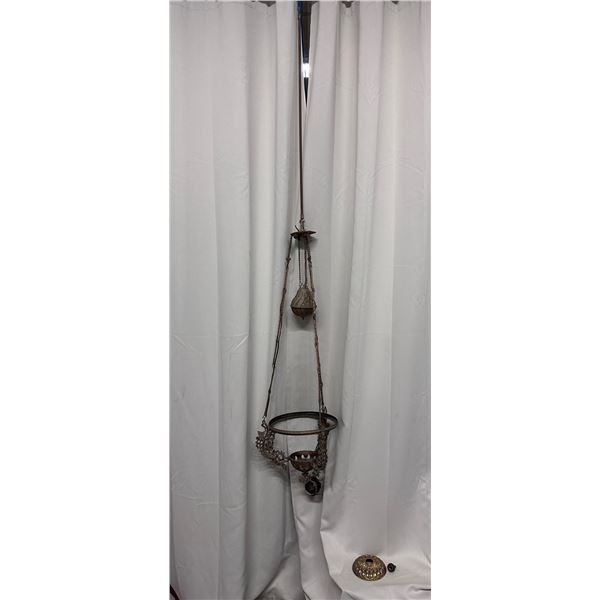 Vintage Metal Hanging Lamp 13" Dia, 39"-72"H