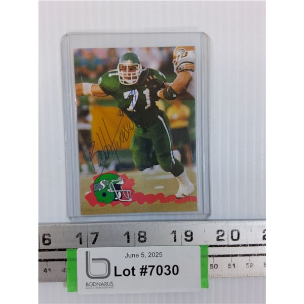 Bobby Jurasin Saskatchewan Roughriders Autographed Football Trading Card - CANNOT GUARANTEE AUTHENTI