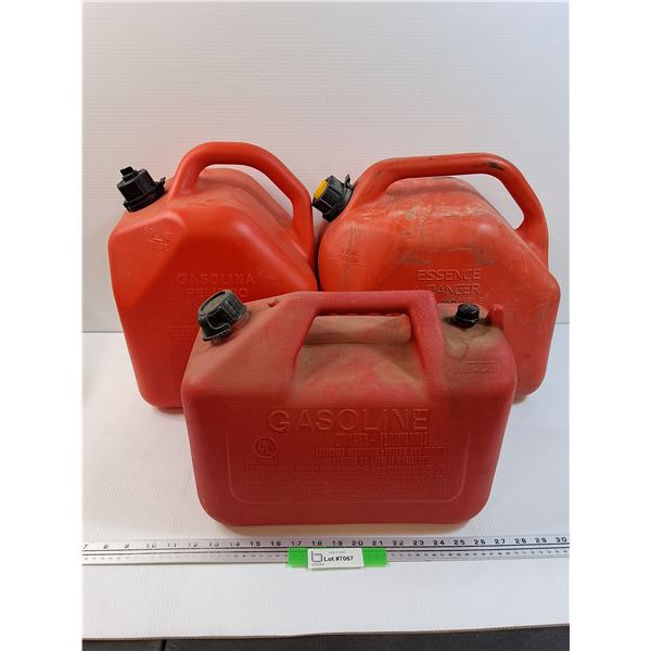 (3) Gasoline Jerry Cans - (2) Five Gallon & (1) 4 Gallon