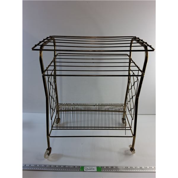 Wheeled Magazine/Record Rack 24" x 18" x 12"