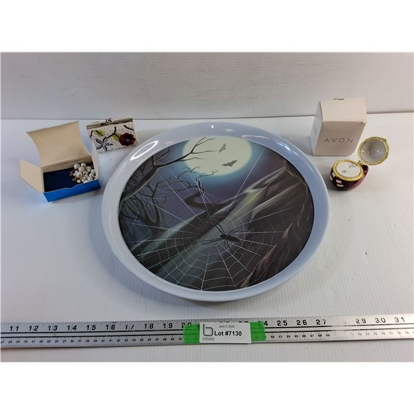 Avon Earrings and Necklace, Miniature Jewelry Bag and Serving Tray