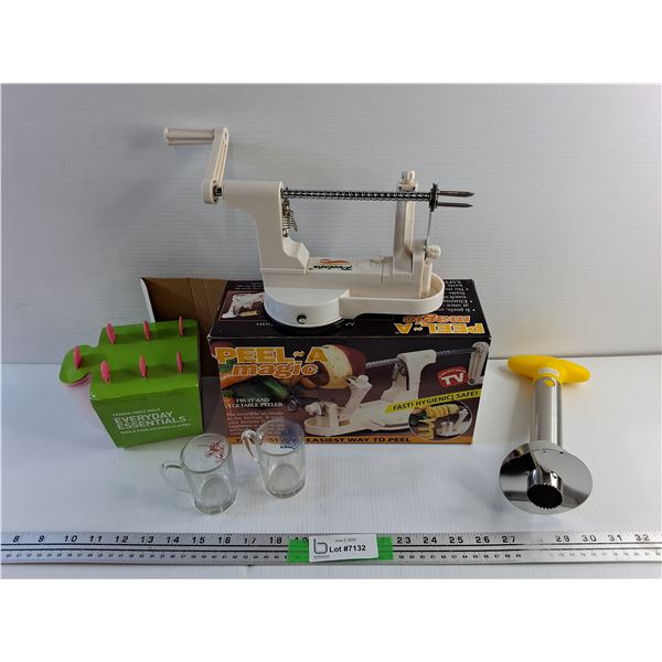 Frozen Treat Mold, Fruit Peeler, Pineapple Corer  and (2) Shot Cups