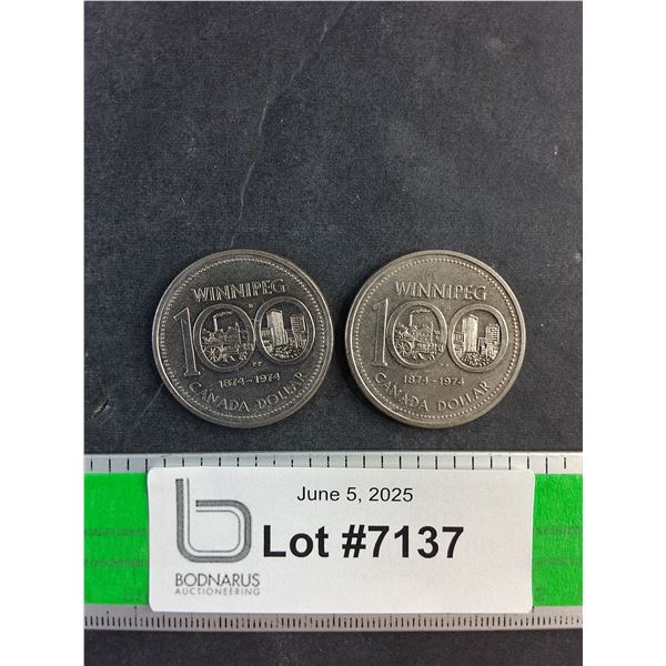 (2) Winnipeg Centennial Canadian 1 Dollar Coins