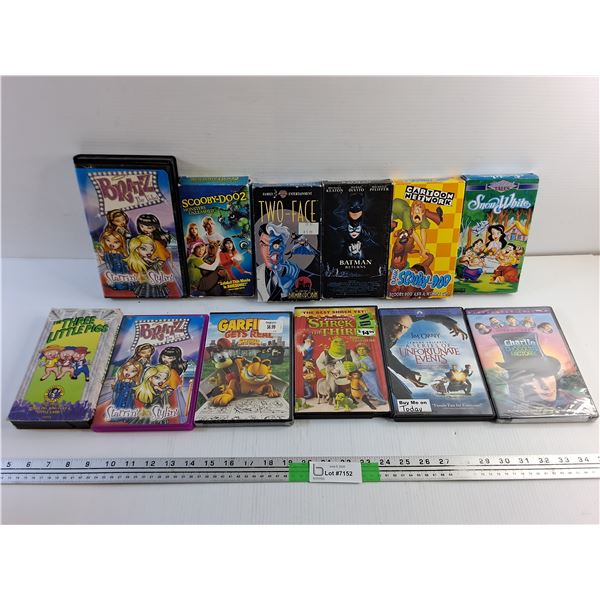 Various VHS and DVD Movies - The Three Little Pigs, Scooby Doo 2 and Shrek