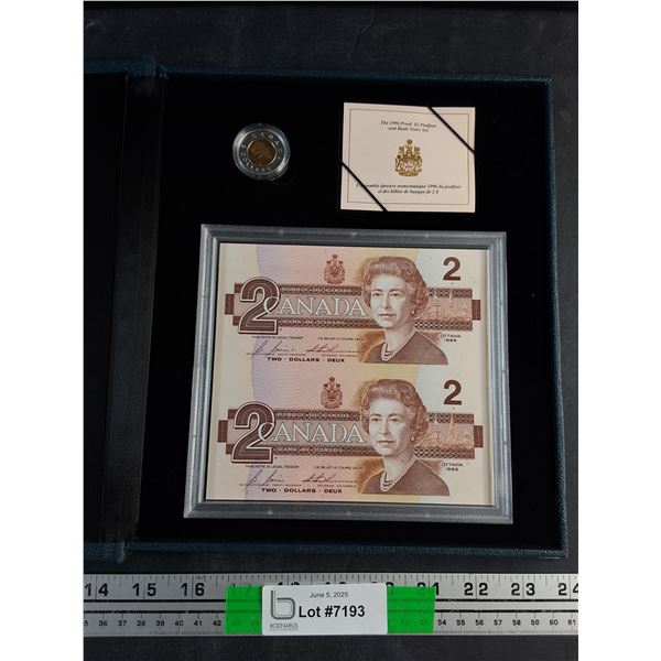 The 1996 Proof $2 Piedfort and Bank Notes Set